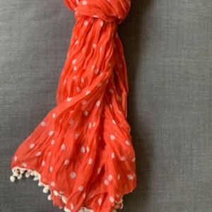 Ann Taylor Coral cotton polka dot scarf